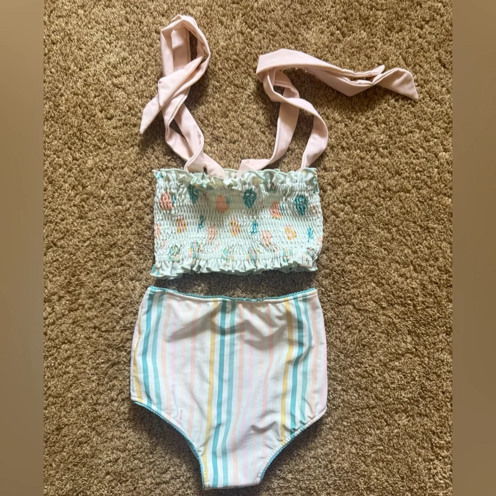 Chic Pink and Blue High-Waisted Bikini